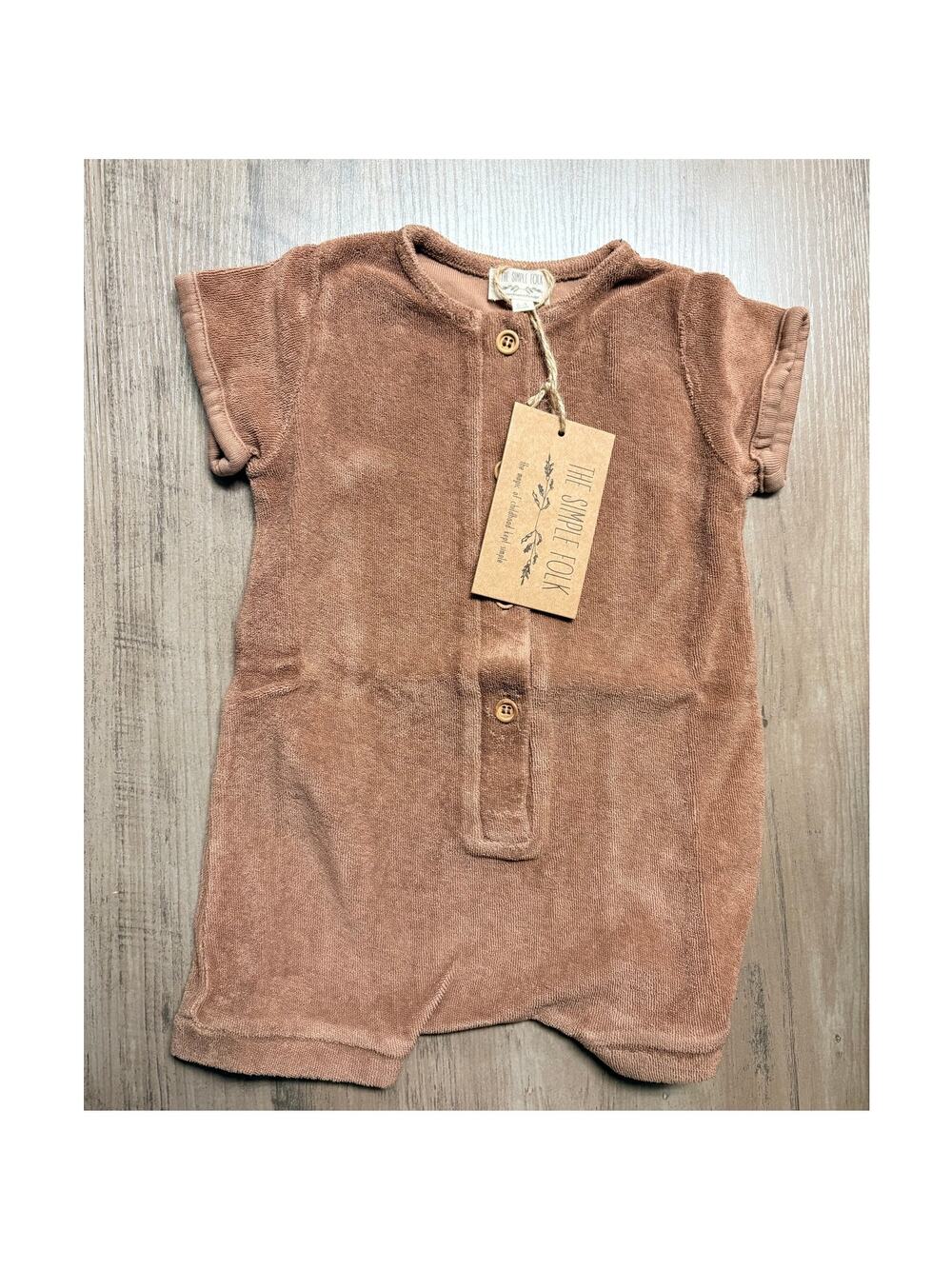The Simple Folk Daily Playsuit Cinnamon Organic Terry Romper Size 6-9 Months NWT